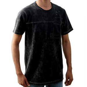T-shirt homme délavé à l'acide, livraison directe usine, faible MOQ / T-shirt homme délavé à l'acide léger et confortable, prix abordable - Product Image 1