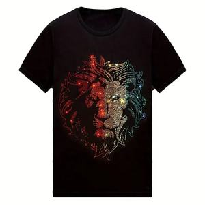 Latest <b>Design</b> Rhinestone Cotton T Shirt Wholesale Summer Street-wear T Shirts New Style T-Shirts With Custom Logo - Product Image 1