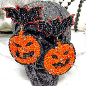 Pendientes de Moda con Cuentas Bordadas a Mano de la India, Pendientes Multicolores Hechos a Mano - Product Image 2