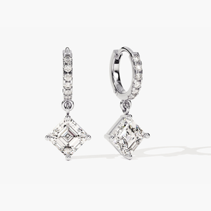 ต่างหูแบบห่วงประดับเพชรทรง Asscher Cut รับรองโดย IGI ตัวเรือนทองคำขาว 14K ดีไซน์เรียบหรู เหมาะเป็นของขวัญแต่งงาน - Product Image 2