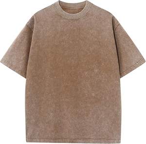 T-shirt en maille délavée à l'acide 240 GSM 100% coton, couleur unie, écologique, séchage rapide, respirant, avec logo personnalisé, style streetwear décontracté, coupe oversize pour homme - Product Image 4