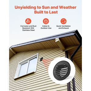 Copertura per Bocchetta di Ventilazione Rotonda da 4 Pollici in Acciaio Inox Premium con Griglia di Protezione - Product Image 3