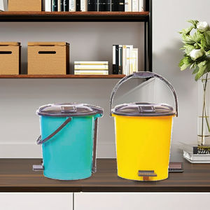 Poubelle à pédale en plastique, couleur unie, écologique, vente directe d'usine avec couvercle sécurisé pour cuisine, salle de bain et bureau - Product Image 3