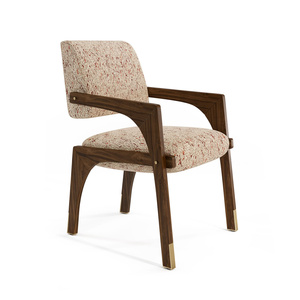 Midcentury Modern Upholstered <b>Dining</b> <b>Chair</b> With Wooden Frame And Fabric Seat For Home Furniture - Product Image 2