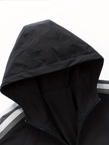 Veste d'hiver à manches longues pour homme et femme, 100% coton polaire, séchage rapide, col polo rayé rétro, 300g, coupe ample, décontractée, pour couple - Product Image 4