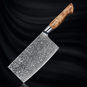 Viking Art Handmade Damascus Steel Cleaver <b>Knife</b> Olive Wood <b>Handle</b> Eco-Friendly Industrial Style 6-7.9in Blade for Meat Cutting - Product Image 1