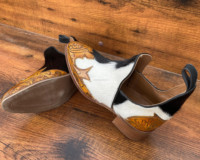 Sepatu Bot Kulit Sapi Barat Model Baru untuk Wanita, Sepatu Bot Cowgirl Berhias Bunga dari Kulit Sapi Asli Buatan Tangan, Sepatu Bot Pendek Ujung Runcing