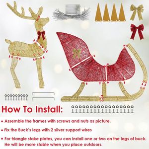 8 Lighting Mode Christmas Lighted Reindeer Sleigh Display Indoor Outdoor Christmas Decoration with LED Lights - Product Image 5