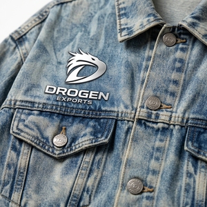 Veste en jean pour homme, style vintage tendance, design effiloché, streetwear, coupe ample, en coton respirant, délavée, bleu élégant, vente en gros - Product Image 6