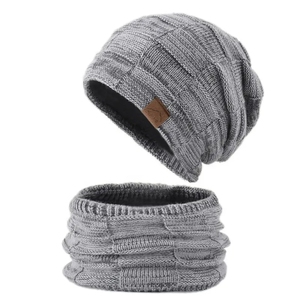 Ensemble bonnet et écharpe d'hiver, bonnet chaud en tricot doublé de polaire, cache-cou unisexe, ensemble deux pièces - Product Image 2