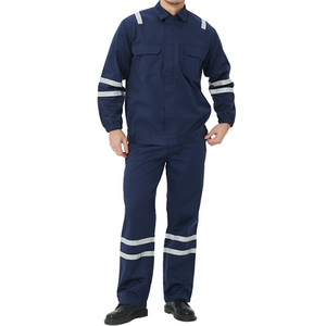 Overol de Trabajo de Algodón Azul Marino para Hombre, con Rayas Reflectantes, Ajuste Ajustable, Múltiples Bolsillos, Uniforme Industrial - Product Image 1