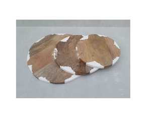 Planche à découper en bois ronde faite à la main avec logo personnalisé, prix de gros, plateau de service en bois grainé - Product Image 4