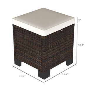 Set di Mobili da Esterno in Rattan Beige a Due Pezzi con Poggiapiedi e Cuscino per Terrazza - Product Image 6