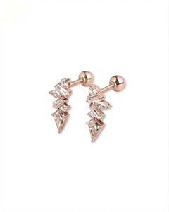 Pendientes de Oro Rosa de 14K con Diamantes Cultivados en Laboratorio, Diseño Geométrico de Diamantes de Corte Mixto, Joyería Fina Moderna - Product Image 1