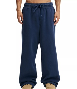 Pantalones Deportivos Extra Holgados para Hombre, 100% Algodón Francés, Color Azul, Corte Atlético Cómodo y Relajado - Product Image 1