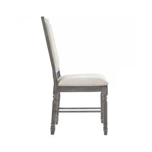Juego de 2 sillas de comedor tapizadas en lino color crema y gris desgastado - Product Image 4