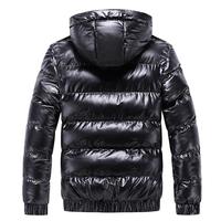 Veste matelassée à capuche pour homme, couleur unie, enduite de PU, coupe-vent, hiver, décontractée, fermeture éclair, rembourrage épais en polyester, rouge, noir, argent
