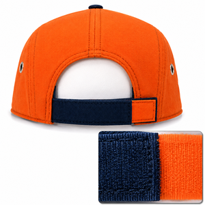 Gorra de Béisbol de Lona Unisex con Logotipo Personalizado, 5 Paneles, Cierre a Presión, Color Naranja y Azul Marino en Contraste, Estilo Urbano, Ajuste Ajustable - Product Image 6