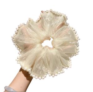 ربطات شعر كبيرة الحجم XXL أنيقة، رباط شعر مطاطي كبير، ربطات شعر مصممة باللؤلؤ، ربطات شعر عملاقة من الأورجانزا - Product Image 6