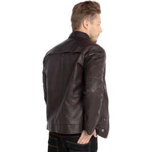 Chaqueta de Cuero Genuino para Hombre, Estilo Biker, Corte Ajustado, Moda Urbana de Invierno, Venta al Por Mayor Directa de Fábrica, Marca Privada - Product Image 4