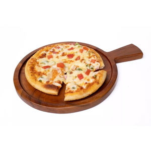 Planche à découper ronde en bois massif écologique avec poignée pour la cuisine, planche à découper en bois d'acacia, plateau à pizza, plateau de service - Product Image 3