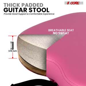 5Core Guitar Stool 3.15" Padded Chair Foldable Heavy Duty Music Seat Built in <b>Foot</b> <b>Rest</b> Guitar Stand - Product Image 2