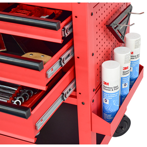 Chariot utilitaire roulant ODM 84 cm à 4 tiroirs, fermeture douce, acier thermolaqué rouge mat, capacité 320 kg, pour atelier et garage - Product Image 3