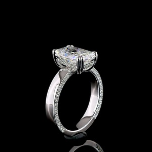 Bague solitaire de luxe en or blanc 18 carats avec diamant de laboratoire allongé taille radiant de 3,5 carats, certifié IGI, pour fiançailles, anniversaire, mariage - Product Image 4