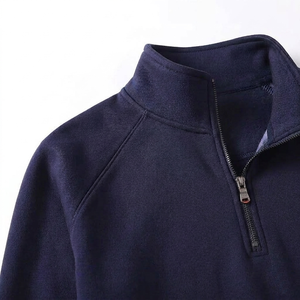 Nouveau style Sweat-shirt à demi-zip vierge personnalisable avec logo pour homme, en coton épais 100%, col montant, streetwear, pull à manches longues - Product Image 3