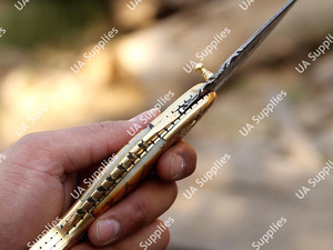 Couteau de poche pliant professionnel en acier Damas 58 HRC, personnalisable, pour camping, pêche et chasse, support OEM/ODM direct usine, EDC - Product Image 3