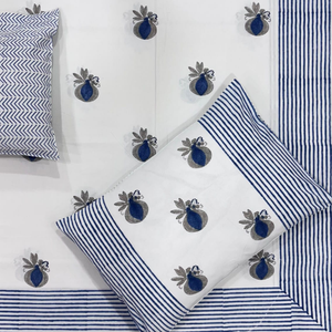 Jaipur Hand <b>Block</b> Printed Floral King Size Flat <b>Bed</b> Set 3 Pcs 100% Cotton 200TC Eco-Friendly Soft Durable Breathable Home Hotel - Product Image 1