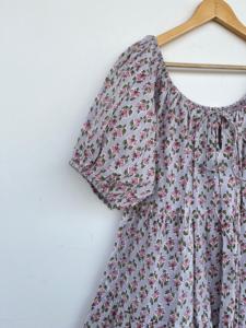 Vestido Maxi de Algodón con Estampado Floral y Cuello Redondo para Mujer, Manga Corta, Estilo Casual con Volantes, Vestido de Algodón Indio para Dama, Venta al por Mayor - Product Image 3