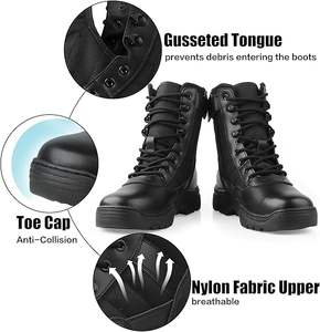 Bottes tactiques pour hommes avec fermeture éclair latérale, légères, 8 pouces, pour le travail en extérieur, la randonnée, antidérapantes - Product Image 2