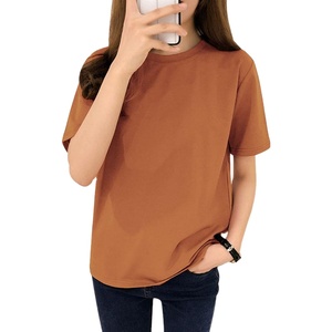 Camiseta Vintage con cuello redondo para mujer, 100% algodón peinado, prelavado, liso, en blanco, 50 colores, botón de encaje, estilo Vintage informal - Product Image 6