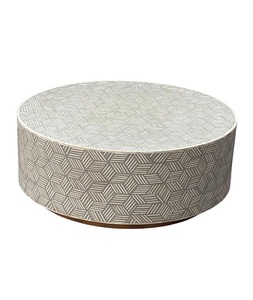Table basse hexagonale moderne de luxe en os incrusté, motif chevron, pour salon, mobilier de maison, vente chaude, provenance Uttar Pradesh - Product Image 3