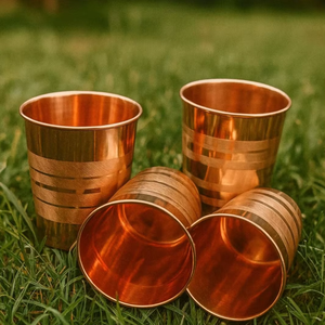 Ensemble de carafes à eau en cuivre massif Antique Creations - Pichet ayurvédique pour la santé avec bouchon coulissant anti-fuite, design de luxe pour cadeau de mariage - Product Image 3