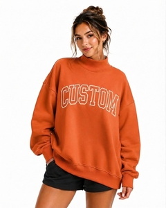 Sweat-shirt en molleton à col montant surdimensionné personnalisé avec logo tendance pour femmes, idéal pour l'hiver/l'automne, qualité supérieure, vente en gros - Product Image 1
