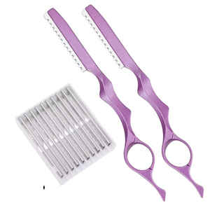 Navaja de Afeitar Profesional para Barbería, Peine de Acero Inoxidable para Adelgazar el Cabello, Cuchilla de Plástico, Color Morado, OEM para Salón - Product Image 4