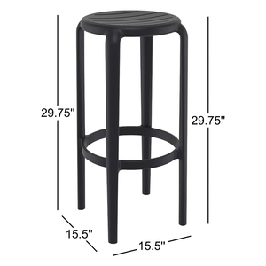 Taburete de Bar Redondo Negro Mate con Reposapiés Circular, Silla Alta Moderna Minimalista sin Respaldo para Decoración de Isla - Product Image 6