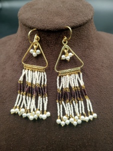 Boucles d'oreilles créoles pendantes style bohème plaquées or avec pampilles et perles d'imitation, bijoux de mariage pour femme - Product Image 6