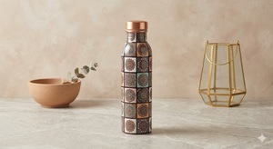 The Pink Celebration Dancers Pure Copper Water Bottle with Enamel Finish and Cartoon Women Design Portable Travel <b>Drinkware</b> - Product Image 5