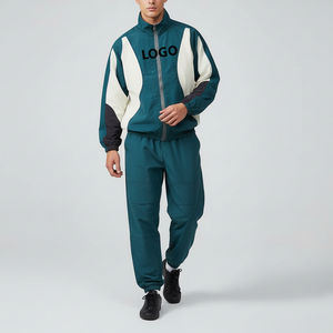 Chaqueta Deportiva con Capucha y Logotipo Personalizado OEM para Hombre, Chaqueta Cortavientos de Invierno, Chaqueta Deportiva con Bloques de Color, Chándal con Cierre para Correr - Product Image 3