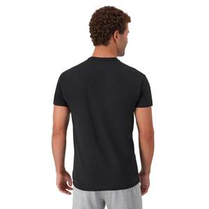Chemise décontractée en coton bleu marine à col en V et manches courtes pour homme, respirante, idéale pour l'été - Product Image 4
