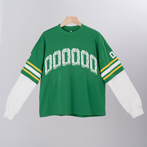Green Oversized Long Sleeve Thermal T Shirt Men Breathable Knitted Streetwear Crew Neck Front Graphic <b>Tee</b> - Product Image 1