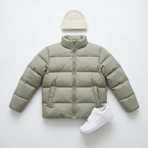 Chaqueta Acolchada Verde Oliva al por Mayor con Capucha, Cremallera Completa, Manga Larga, Abrigo de Invierno de Color Sólido con Relleno de Poliéster para Hombre - Product Image 4