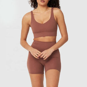 Conjunto Deportivo para Mujer, 2 Piezas, Top y Pantalones Cortos, Ropa Deportiva, Servicio de Logotipo Personalizado, OEM, Conjuntos de Yoga para Mujer - Product Image 4