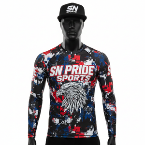 Custom Unisex Long Sleeve Eco-Friendly Spandex/Polyester 240g MMA Rash Guard Breathable Sublimation Printed OEM Service - Product Image 1