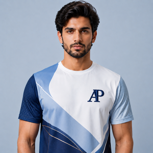 AP Men's Sporty Short Sleeve T-<b>Shirt</b> <b>Geometric</b> Pattern Sublimation Print Breathable Quick Dry Premium Quality Regular Fit O-Neck - Product Image 4