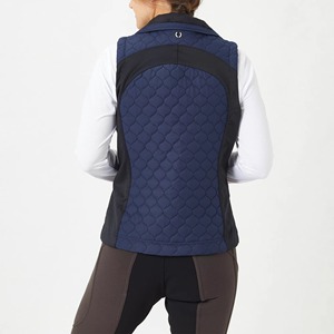 Gilet matelassé sans manches pour femme, taille haute, longueur intégrale, bleu uni, noir, avec fermeture éclair, respirant, en tricot, élasthanne, polyester - Product Image 3