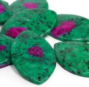 Rubí Natural en Zoisita, Cabujón en Forma de Ojo de Caballo, Piedra Preciosa, Cristal Curativo, Suministro para Joyería - Product Image 5